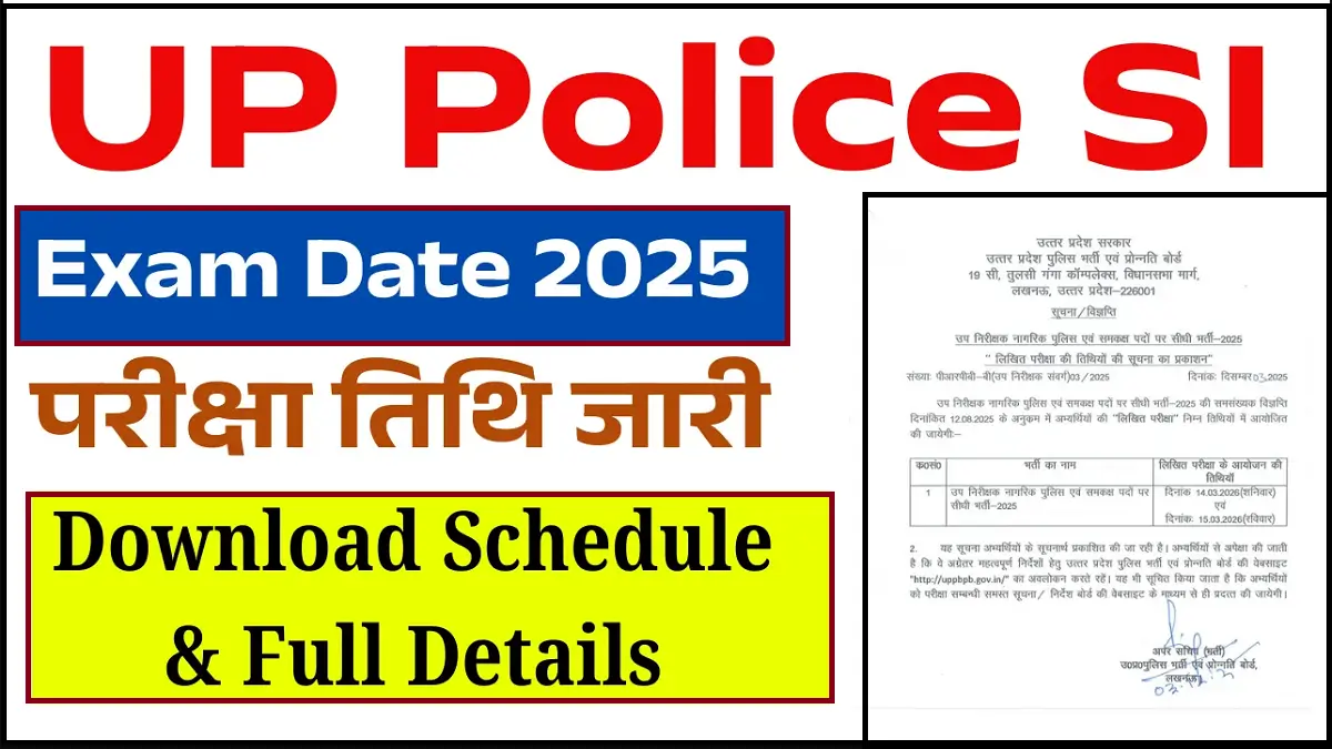 UP Police SI Exam Date 2026