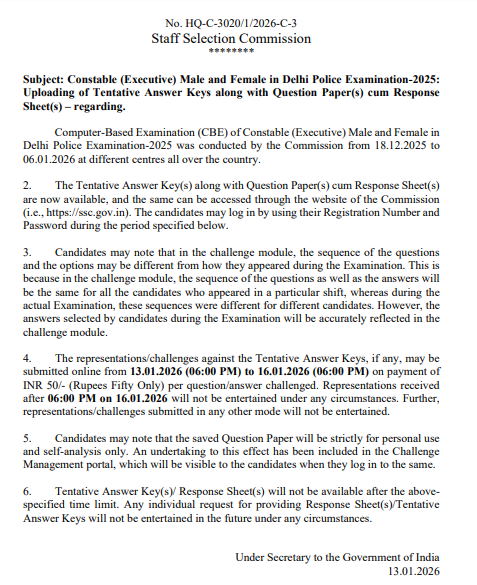 SSC-Delhi-Police-Constable-Answer-Key-2026