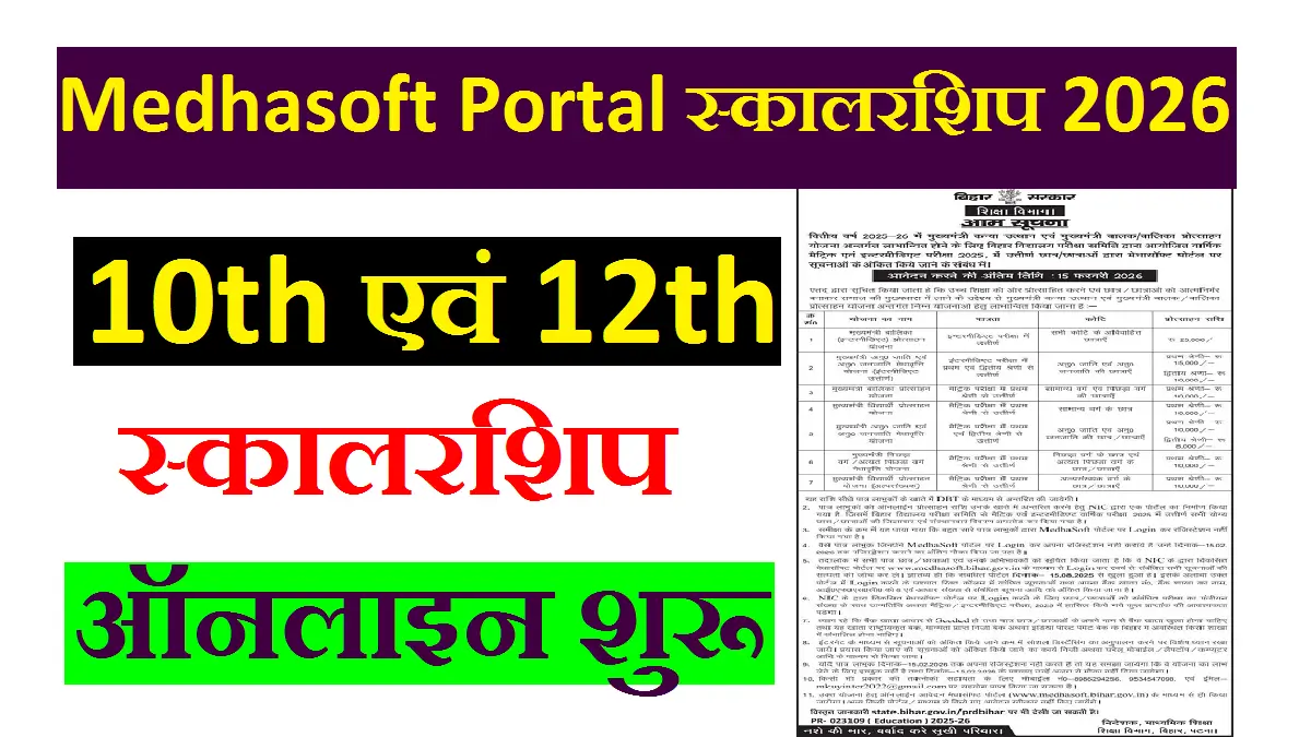 Medhasoft Portal Scholarship 2026 Bihar