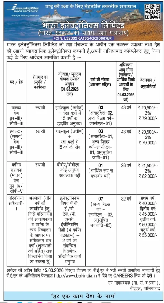 BEL Recruitment 2026 Apply Offline